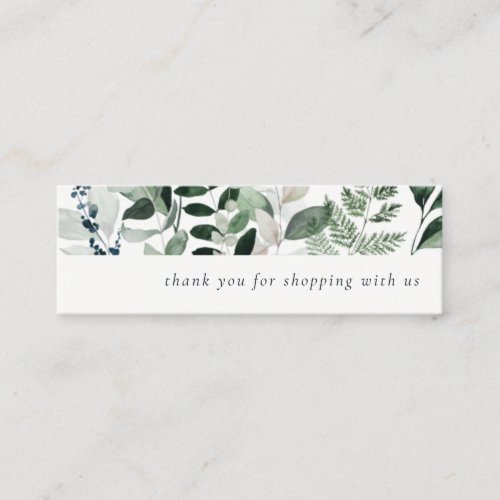 Green Leafy Tropical Foliage Thank You For Order Mini Business Card
