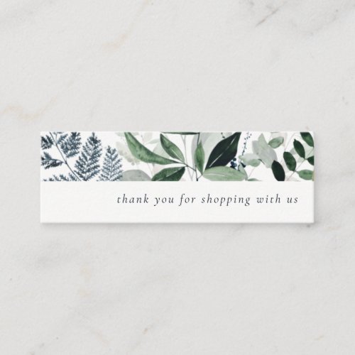 Green Leafy Tropical Foliage Thank You For Order Mini Business Card