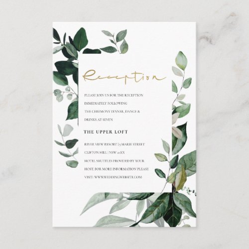 Green Leafy Tropical Foliage Wedding Reception Enc Enclosure Card