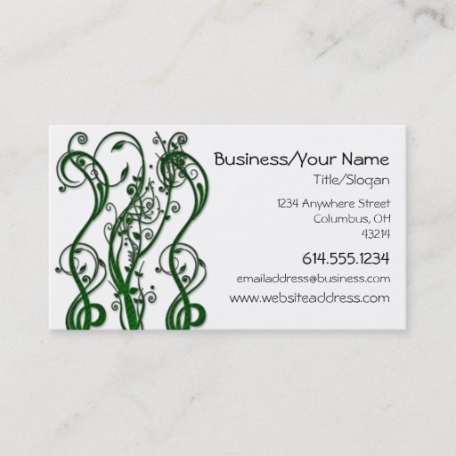 Customizable Green Leafy Vines Designed Business Card
