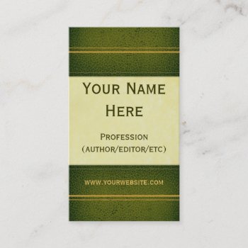 Green Leather Book Business Card by BaileysByDesign at Zazzle