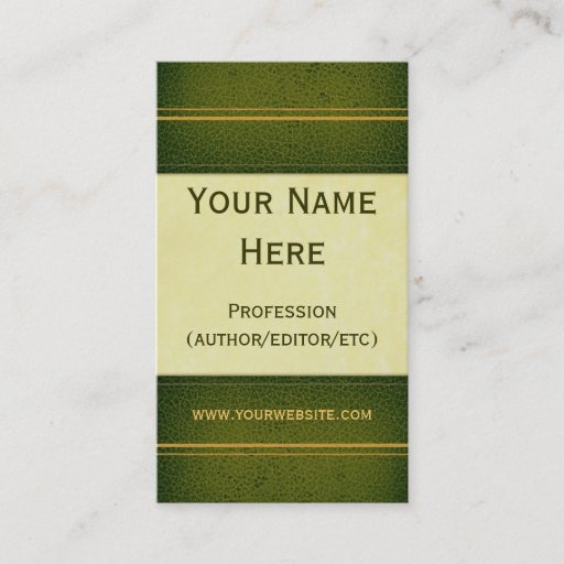 Customizable Green Leather Book Business Card