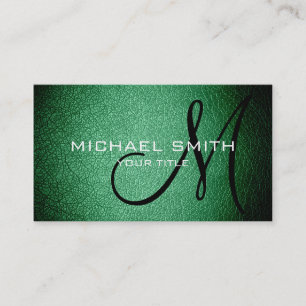 Green leather business card