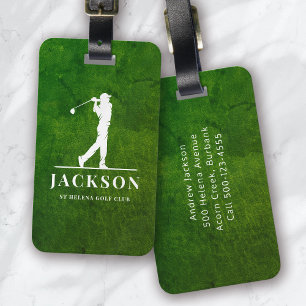 Green Leather Effect Personalized Monogram Golfer Luggage Tag
