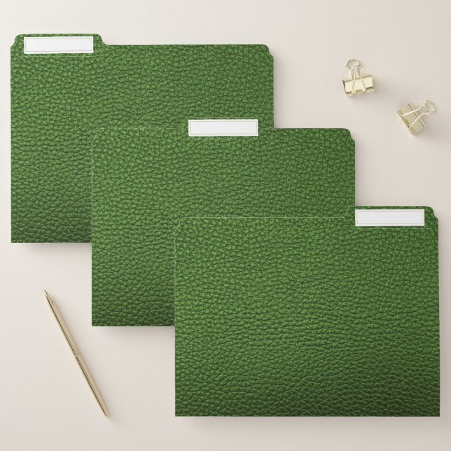 Green leather file folder (Set)