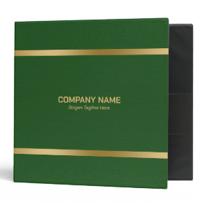 Green Leather Gold Stripes Accents 3 Ring Binder