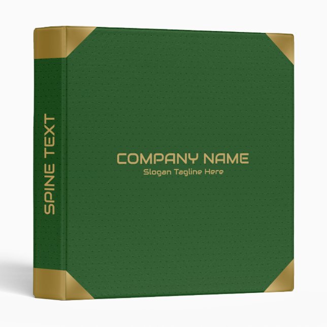 Green Leather image print with gold accents 3 Ring Binder (Front/Spine)