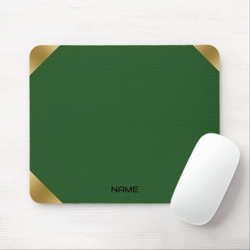 Green leather image print with gold accents mouse pad