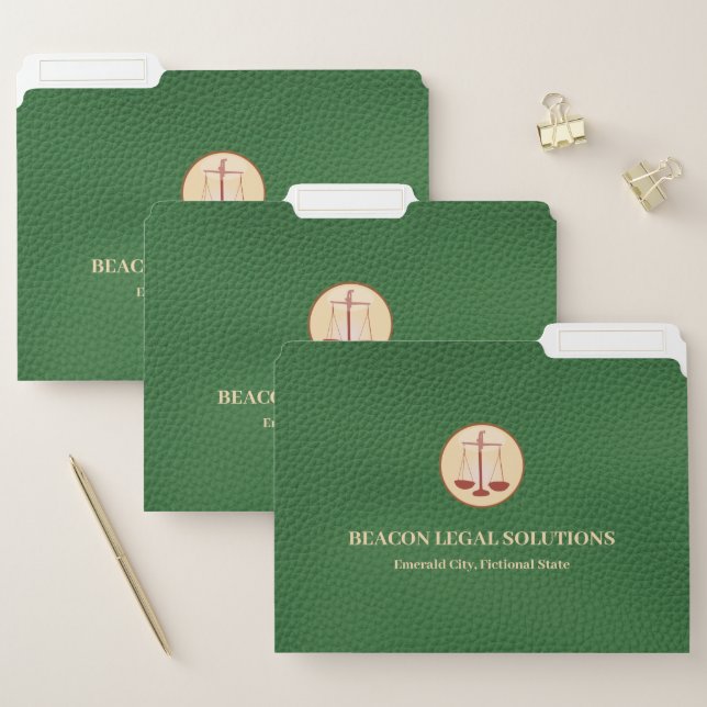  Green Leather Legal  File Folder (Set)