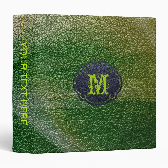 Green Leather Look 3 Ring Binder (Front/Spine)