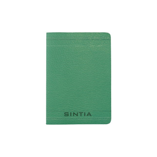 Green Leather Look Passport Holder (Front)