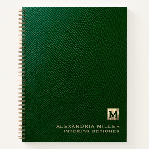 Green Leather Look Personalized Monogram Notebook