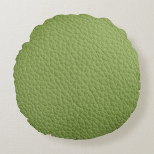 Green Leather Look Print Round Pillow
