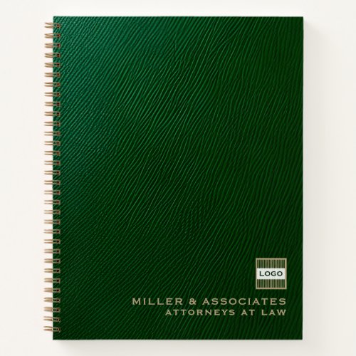 Green Leather Luxury Gold Logo Notebook