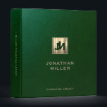 Green Leather Monogram Legacy Keepsake 3 Ring Binder<br><div class="desc">Keep your important documents and memories organized in style with this beautiful Green Leather Monogram Binder. The luxurious and durable leather cover is accented with a gold two-initial overlapping monogram design, adding a touch of elegance to your collection. This binder is perfect for holding family estate plans and financial records...</div>