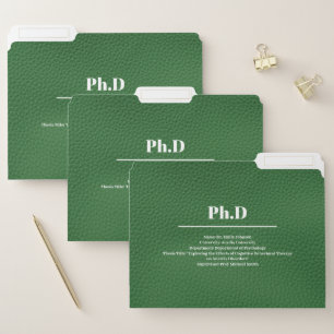 Green Leather PhD Students File Folder