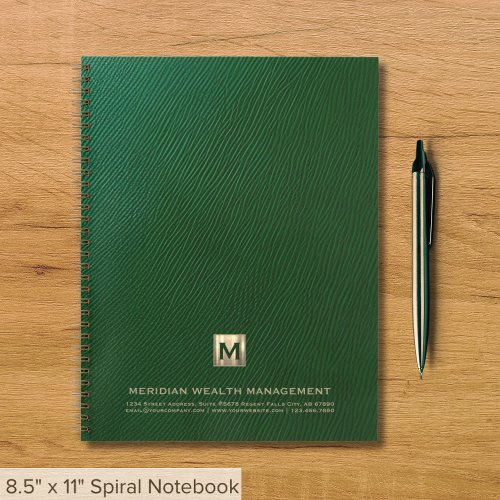 Green Leather Print Financial Notebook