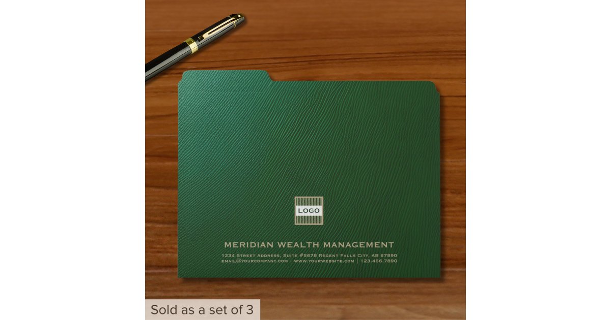 File Folder Icon Initla R Green Leather Print Gold Monogram Initial Logo File Folder | Zazzle