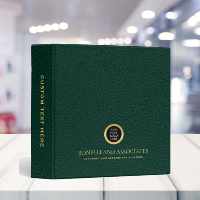 Green Leather Professional Round LOGO PRESENTATION 3 Ring Binder (Creator Uploaded)