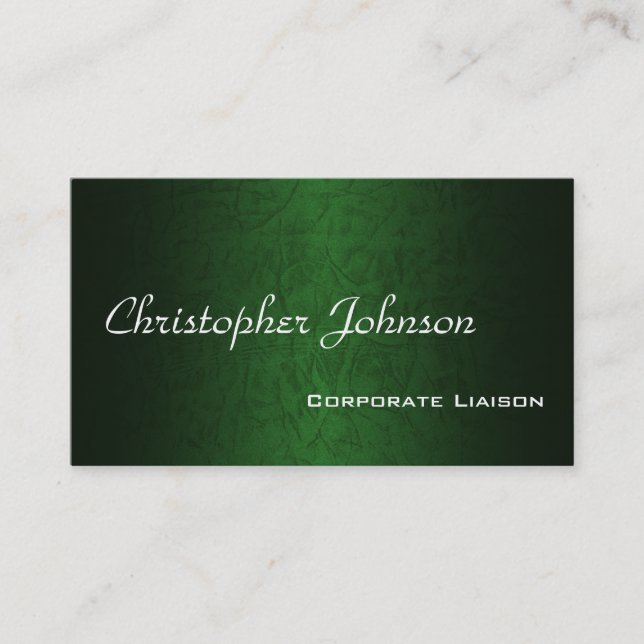 Green Leather Professional Standard Business Card (Front)