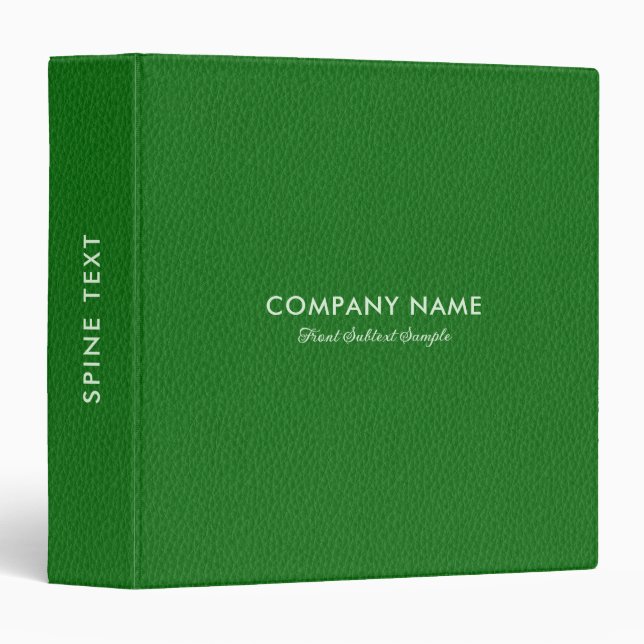 Green Leather Texture Print 3 Ring Binder (Front/Spine)