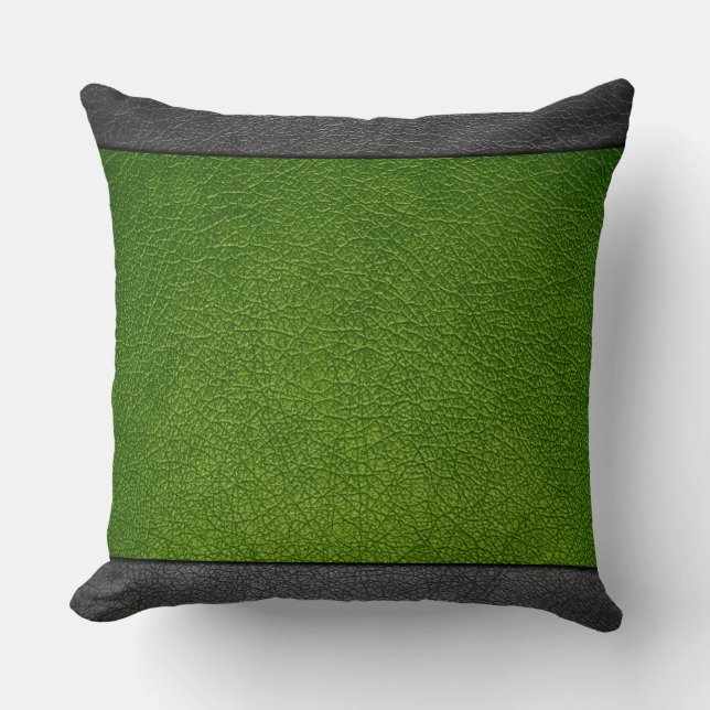 Green Leather Throw Pillow (Front)