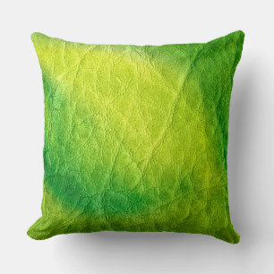 Green Leather Throw Pillow
