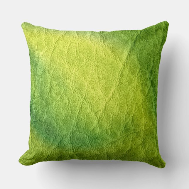 Green Leather Throw Pillow (Front)
