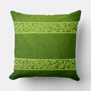 Green Leather Throw Pillow