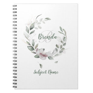 Green leave wreath notebook
