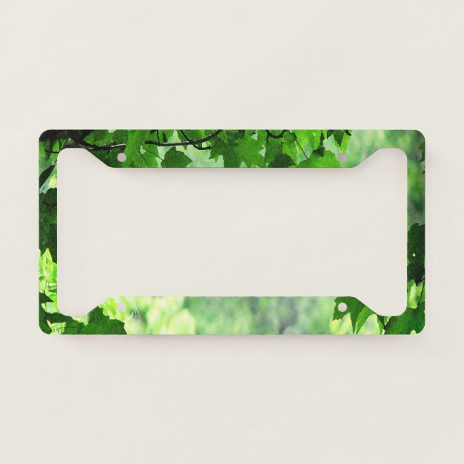 Green Leaves Abstract License Plate Frame