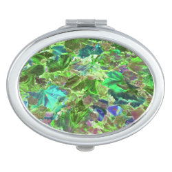 Green Leaves Abstract Pattern Mirror For Makeup