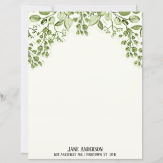 Green Leaves and Berries Stationery Paper