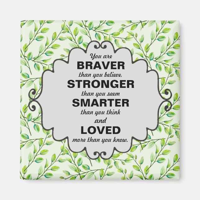 Green Leaves and Branches Words of Encouragement Magnet (Front)