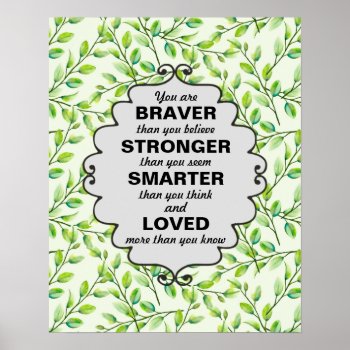 Green Leaves And Branches Words Of  Encouragement Poster by LittleThingsDesigns at Zazzle