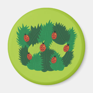 Green Leaves And Ladybugs Spring Time Magnet