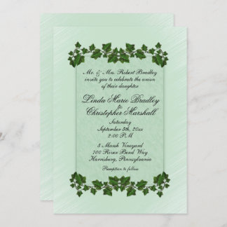 Green Leaves and Mint Wedding Invitation