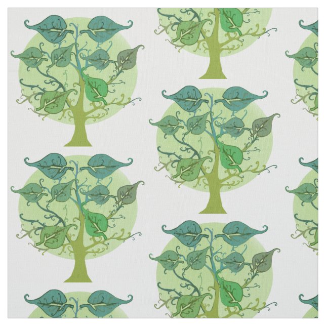 Green Leaves and Tree Pattern fabric (Swatch)