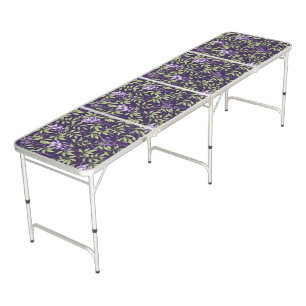  Green Leaves and Wisteria Floral Pattern Beer Pong Table