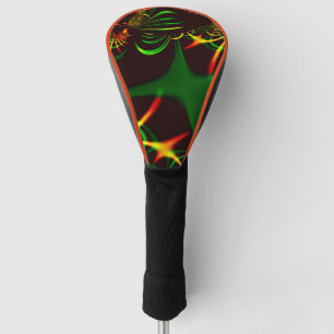Green leaves and yellow fire-colored curves golf head cover