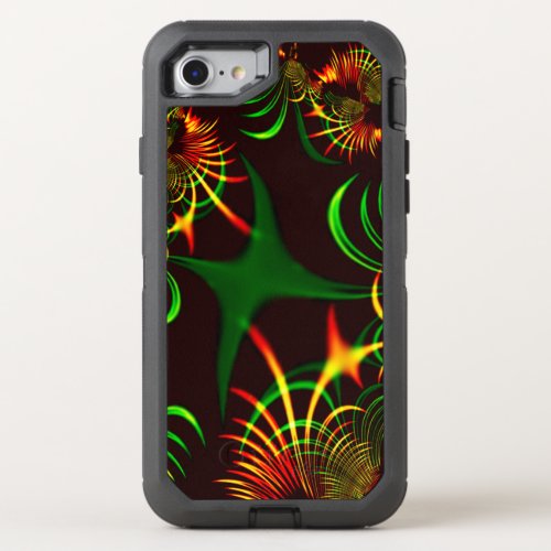 Green leaves and yellow fire_colored curves OtterBox defender iPhone SE87 case