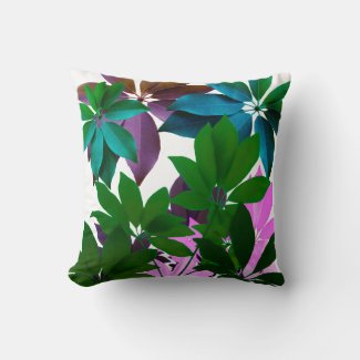 Green Leaves Art Throw Cushion