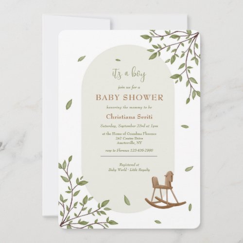 Green Leaves Baby Shower Invitation