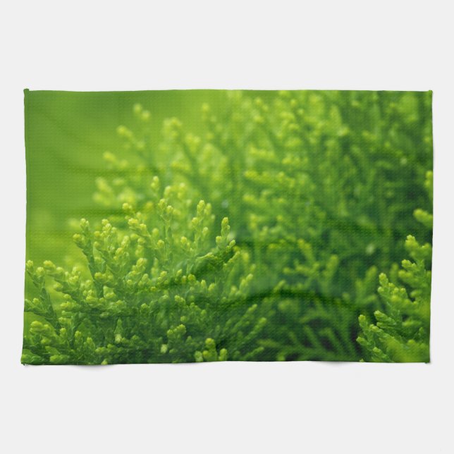 Green leaves background kitchen towel (Horizontal)