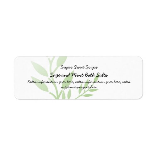 Green Leaves Bath Spa Products Label