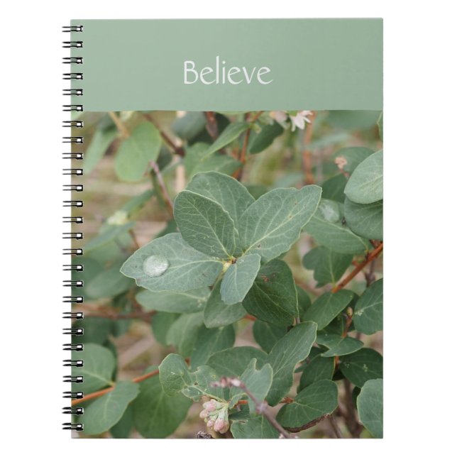 Green Leaves Believe Spiral Photo Notebook (Front)