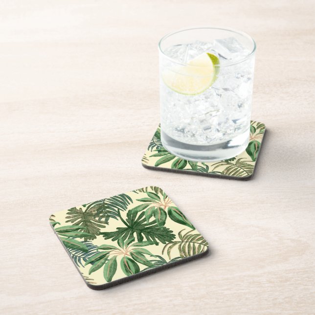 Green leaves beverage coaster (Right Side)