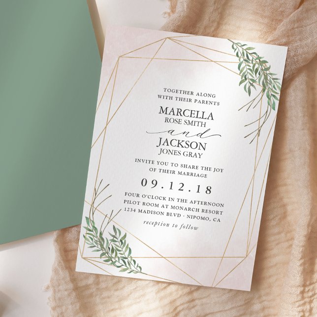 Green Leaves & Blush Invitation (Creator Uploaded)