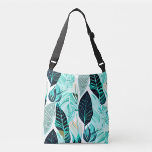 Green leaves boho design crossbody bag