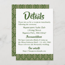 Green Leaves Boho Wedding Directions Details Leaf